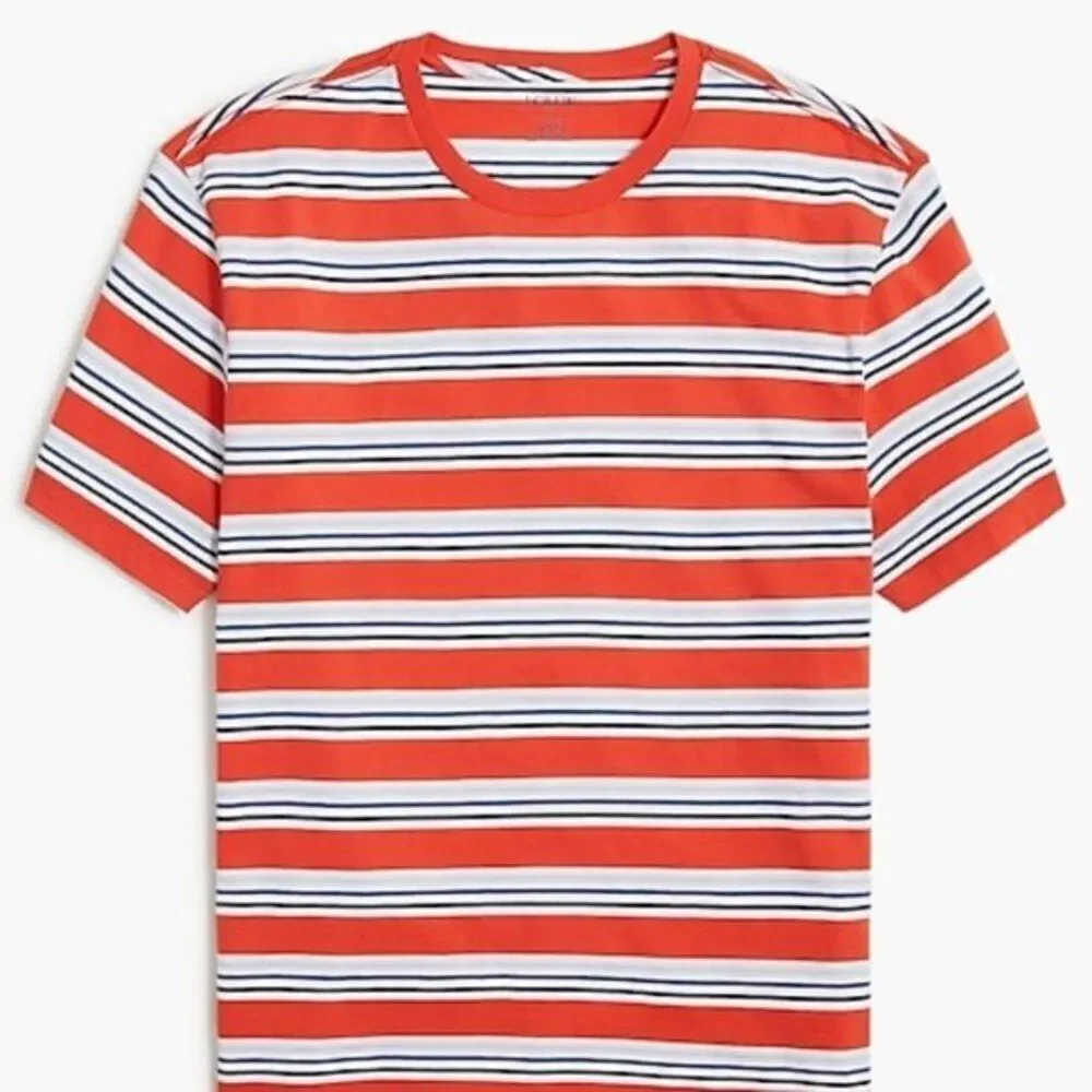 J Crew Men's Striped‎ Tee Orange XXL